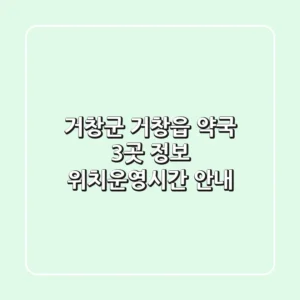 거창군 거창읍 약국 3곳 정보 - 위치/운영시간 안내