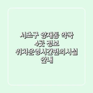 서초구 양재동 약국 4곳 정보 - 위치/운영시간/편의시설 안내