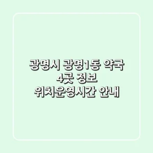 광명시 광명1동 약국 4곳 정보 - 위치/운영시간 안내