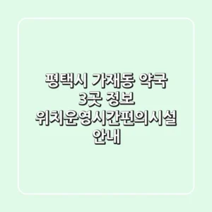 평택시 가재동 약국 3곳 정보 - 위치/운영시간/편의시설 안내