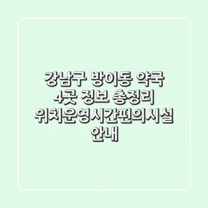 강남구 방이동 약국 4곳 정보 총정리 - 위치/운영시간/편의시설 안내