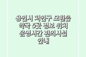 용인시 처인구 모현읍 약국 5곳 정보 – 위치, 운영시간, 편의시설 안내