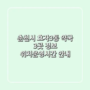 춘천시 효자3동 약국 3곳 정보 - 위치/운영시간 안내