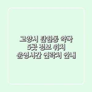 고양시 탄현동 약국 5곳 정보 - 위치, 운영시간, 연락처 안내