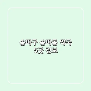 송파구 송파동 약국 5곳 정보