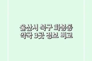 울산시 북구 화봉동 약국 3곳 정보 비교