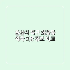 울산시 북구 화봉동 약국 3곳 정보 비교