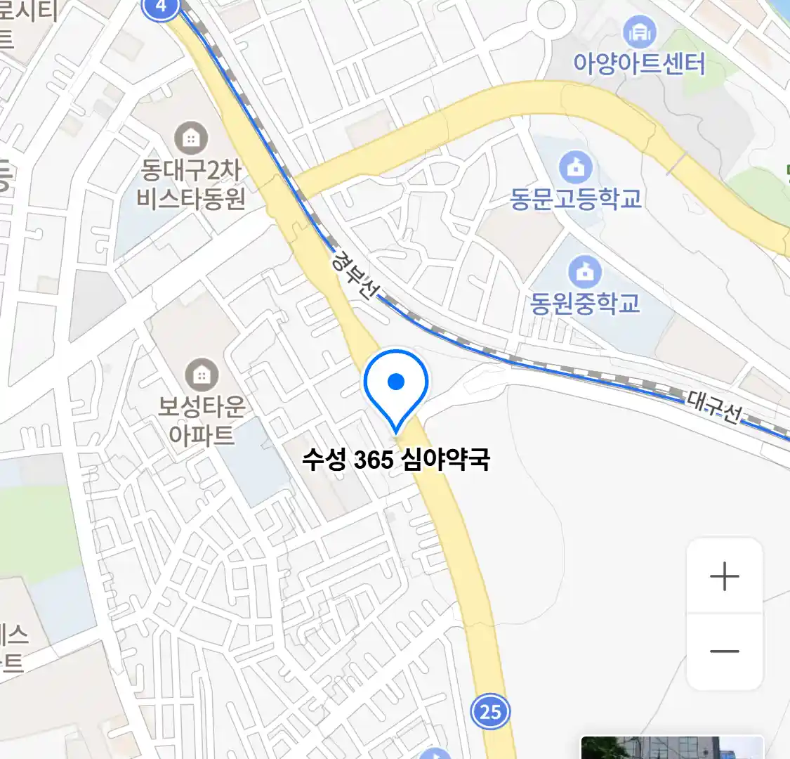 수성 365 심야약국 지도