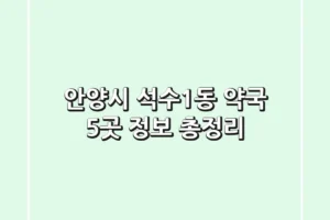 안양시 석수1동 약국 5곳 정보 총정리