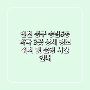 인천 동구 송림6동 약국 3곳 상세 정보 - 위치 및 운영 시간 안내