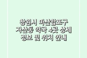 창원시 마산합포구 자산동 약국 4곳: 상세 정보 및 위치 안내