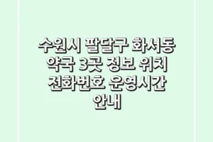 수원시 팔달구 화서동 약국 3곳 정보 – 위치, 전화번호, 운영시간 안내